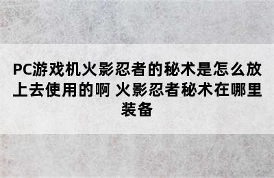 PC游戏机火影忍者的秘术是怎么放上去使用的啊 火影忍者秘术在哪里装备